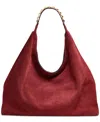 Donna Karan Bellmore Extra Large Suede Hobo With Bezel Strap In Garnet