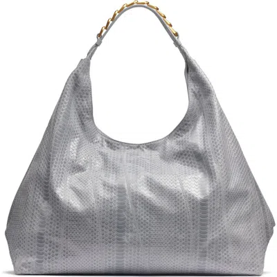 Donna Karan Bellmore Large Skipper Snake Hobo Bag In Sky Grey