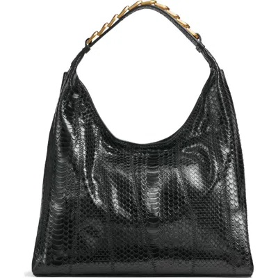 Donna Karan Bellmore Small Skipper Snake Shoulder Bag In Black,gold