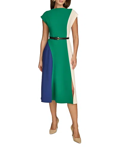 Donna Karan Belted A Line Crepe Dress In Cosmos/law