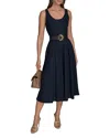 Donna Karan New York Belted Linen Blend Dress In Nightfall