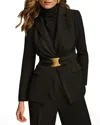 Donna Karan Womens Belted Blazer Pleat Front Wide Leg Pants In Black