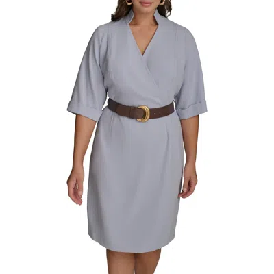 Donna Karan Belted Cady Sheath Dress In Multi
