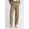 Donna Karan Belted High Waist Wide Leg Pants In Utility Green