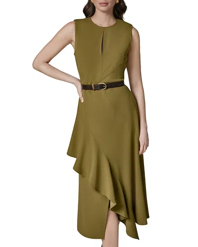 Donna Karan Belted Scuba Midi Dress In Multi