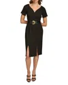 Donna Karan New York Belted Stretch Sheath Dress In Black