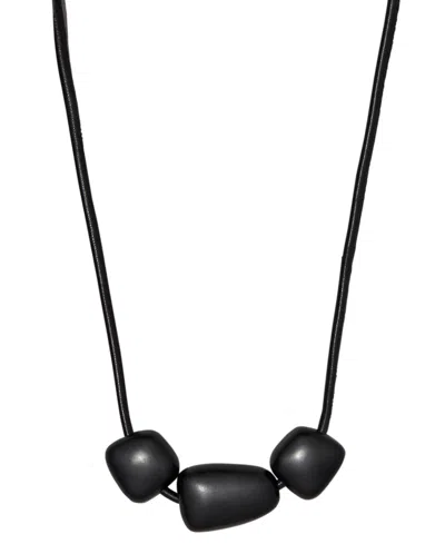 Donna Karan Black-tone Matte Beaded Resin Frontal Necklace In Jet