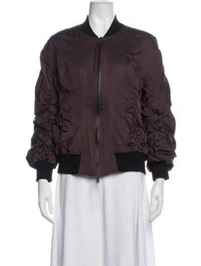 Pre-owned Donna Karan Bomber Jacket In Burgundy