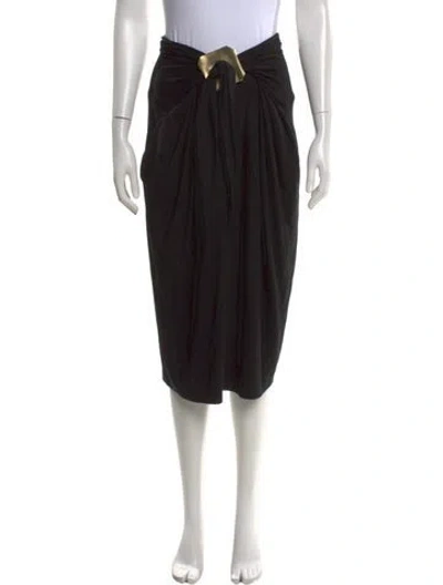 Pre-owned Donna Karan Bow Accents Midi Length Skirt In Black