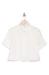Donna Karan Boxy Crop Button-up Shirt In Ivory