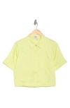 Donna Karan Boxy Crop Button-up Shirt In Light Lemon