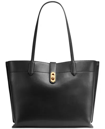 Donna Karan Bridgehampton Leather Turnlock Triple Compartment Tote In Blk,gold