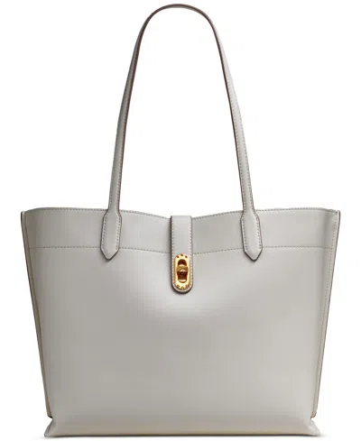 Donna Karan Bridgehampton Leather Turnlock Triple Compartment Tote In Light Sand