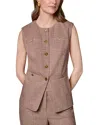 Donna Karan Button Front Vest In Brown