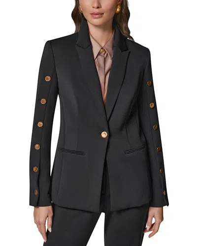 Donna Karan Button Sleeve Single Button Blazer In Black
