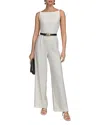Donna Karan New York Belted Jumpsuit In Cream