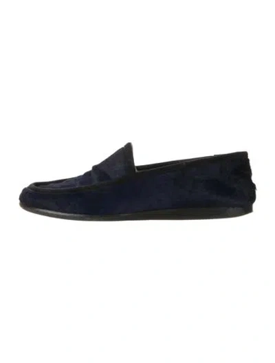 Pre-owned Donna Karan Calf Hair Loafers In Blue