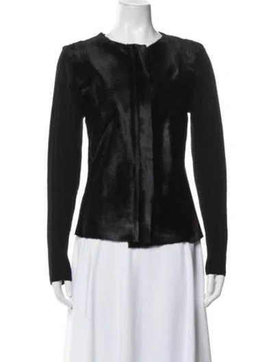Pre-owned Donna Karan Calfskin Jacket In Black