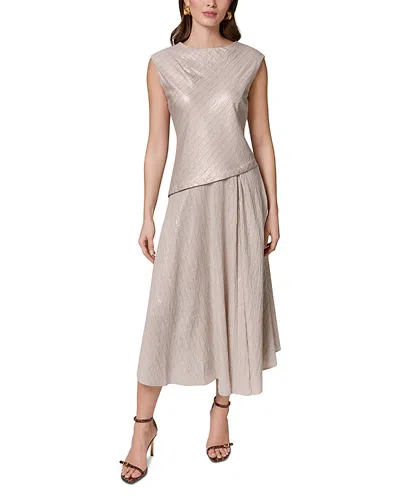 Donna Karan Cap Sleeve Asymmetric Midi Dress In Neutral