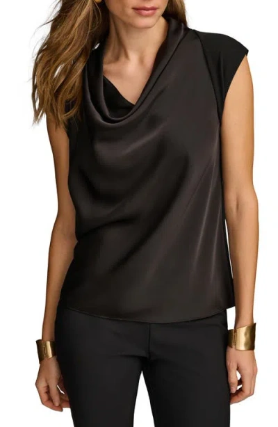Donna Karan New York Cap Sleeve Cowl Neck Top In Black