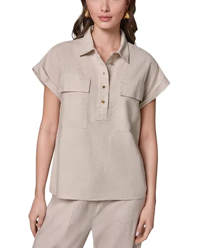 Donna Karan Cap Sleeve Popover Shirt In Neutral
