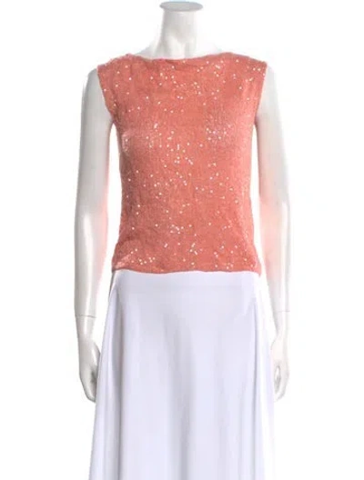 Pre-owned Donna Karan Cashmere Bateau Neckline Crop Top In Pink