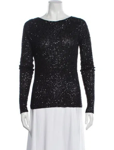 Pre-owned Donna Karan Cashmere Bateau Neckline Sweater In Black
