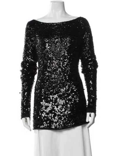 Pre-owned Donna Karan Cashmere Bateau Neckline Sweater In Black