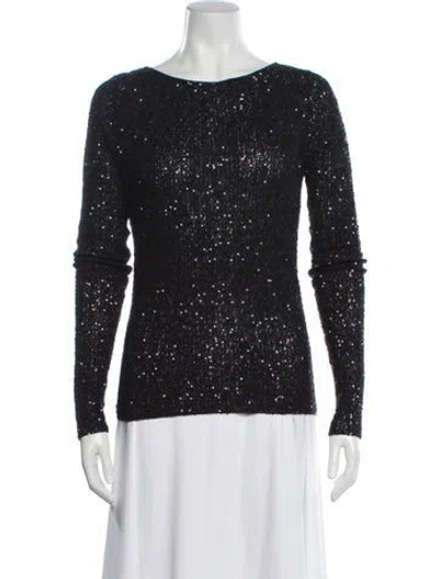 Pre-owned Donna Karan Cashmere Bateau Neckline Sweater In Black