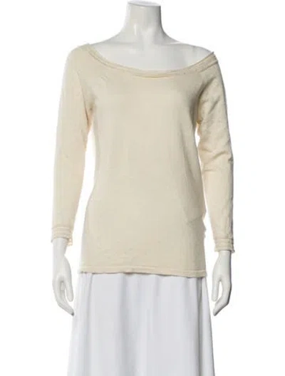 Pre-owned Donna Karan Cashmere Bateau Neckline Sweater In Neutral