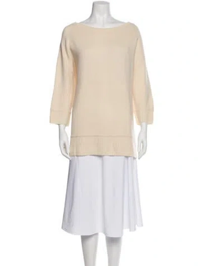 Pre-owned Donna Karan Cashmere Bateau Neckline Sweater In Neutral