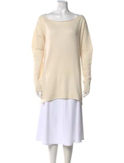 Pre-owned Donna Karan Cashmere Bateau Neckline Sweater In Neutral