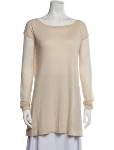 Pre-owned Donna Karan Cashmere Bateau Neckline Sweater In Neutrals