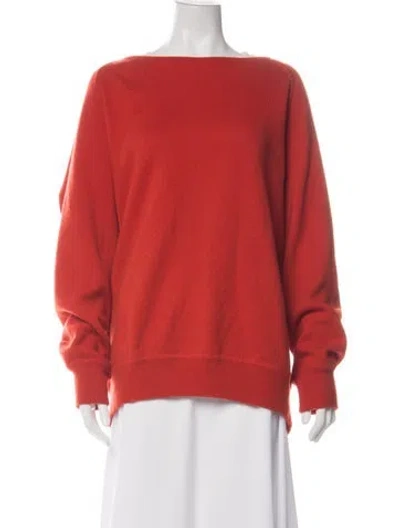 Pre-owned Donna Karan Cashmere Bateau Neckline Sweater In Orange