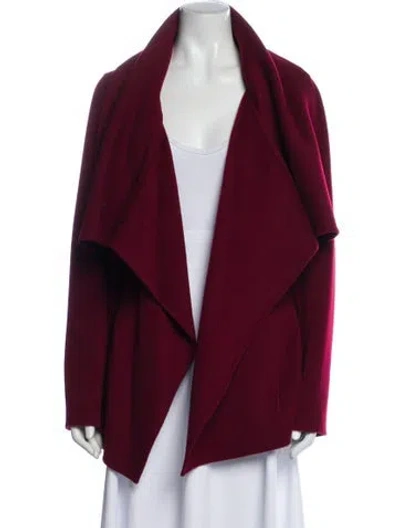 Pre-owned Donna Karan Cashmere Coat In Burgundy