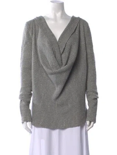 Pre-owned Donna Karan Cashmere Cowl Neck Sweater W/ Tags In Grey
