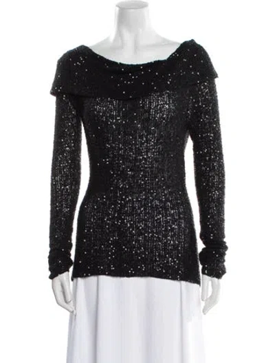 Pre-owned Donna Karan Cashmere Cowl Neck Top In Black