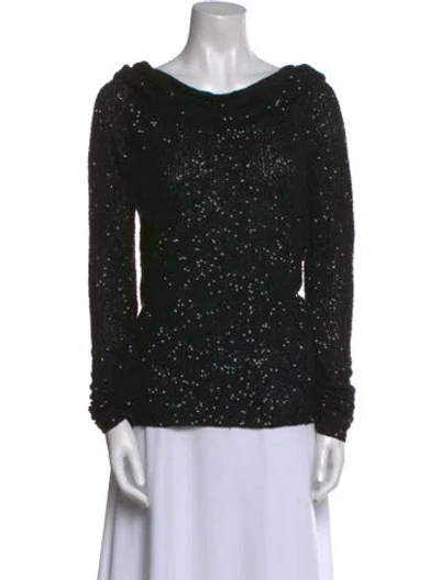 Pre-owned Donna Karan Cashmere Cowl Neck Top In Black