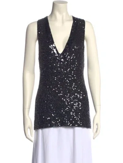 Pre-owned Donna Karan Cashmere Cowl Neck Top In Black