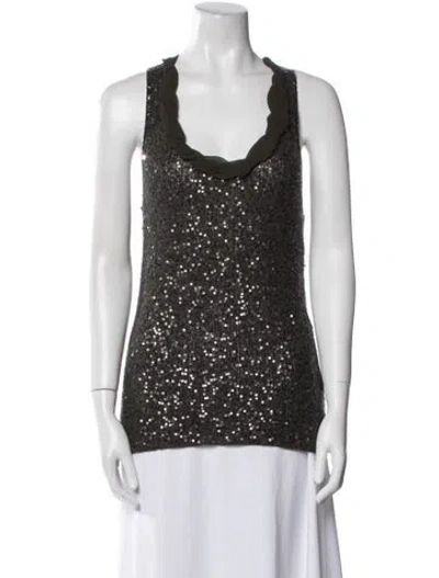 Pre-owned Donna Karan Cashmere Cowl Neck Top In Gray