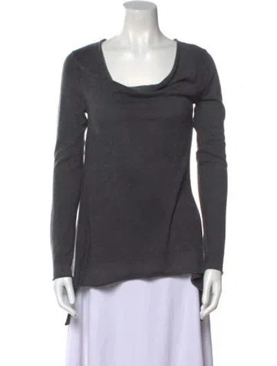 Pre-owned Donna Karan Cashmere Cowl Neck Top In Gray