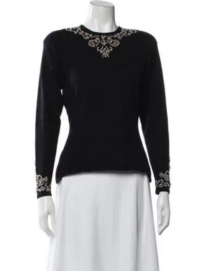 Pre-owned Donna Karan Cashmere Crew Neck Sweater In Black