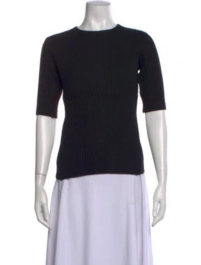 Pre-owned Donna Karan Cashmere Crew Neck Sweater In Black