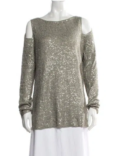 Pre-owned Donna Karan Cashmere Crew Neck Sweater In Green