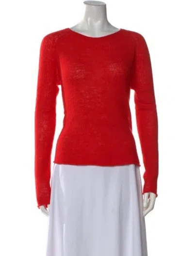 Pre-owned Donna Karan Cashmere Crew Neck Sweater In Red