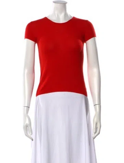 Pre-owned Donna Karan Cashmere Crew Neck Sweater In Red