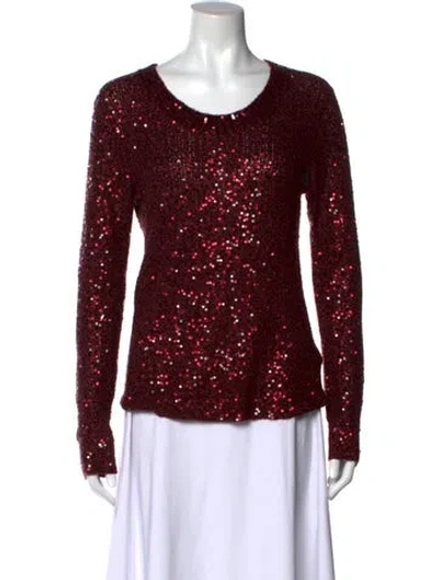 Pre-owned Donna Karan Cashmere Crew Neck Top In Burgundy