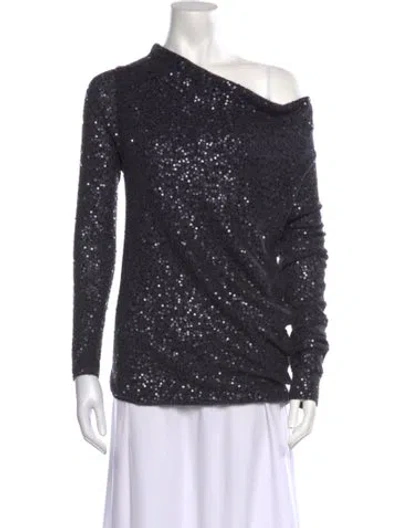 Pre-owned Donna Karan Cashmere Graphic Print Top In Black