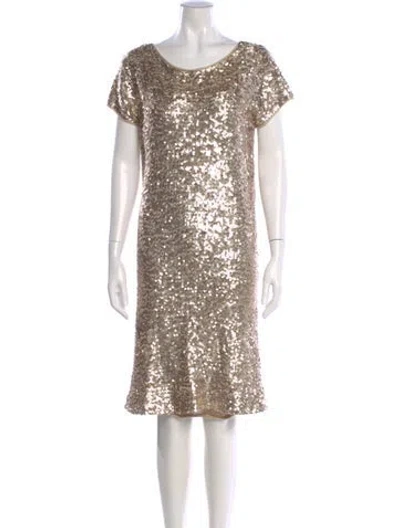 Pre-owned Donna Karan Cashmere Knee-length Dress In Gold