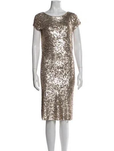 Pre-owned Donna Karan Cashmere Knee-length Dress In Gold